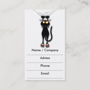 Spaß-schwarze Katze, die unten Visitenkarten fäl Visitenkarte