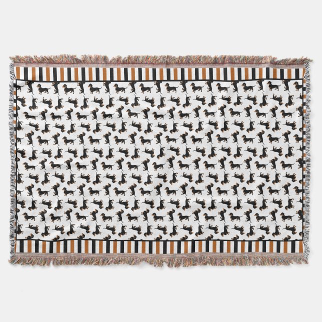 Spaß-Schwarzes und TAN-Dackel-Dackel-Muster Decke (Vorderseite)