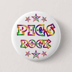Spaß-Schwein-Felsen Button