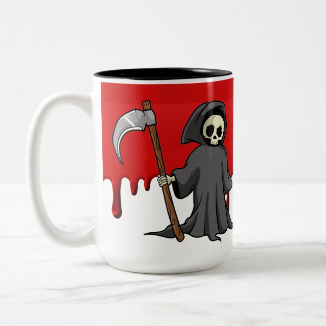 Spaß Sensenmann Anti-Mord-Juice Zweifarbige Tasse (Links)