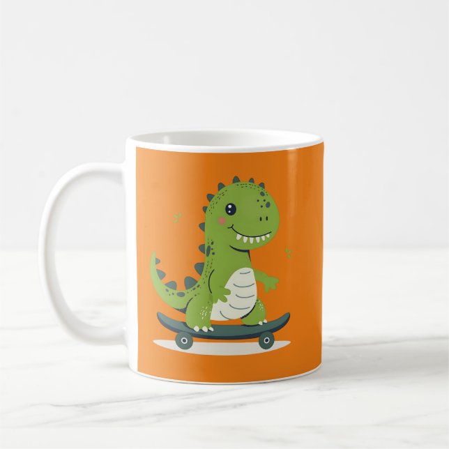 Spaß Skateboarding Dinosaurier Kaffeetasse (Links)