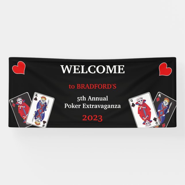 Spaß Skelettkings und Queens Poker Spielkarten Banner (Horizontal)