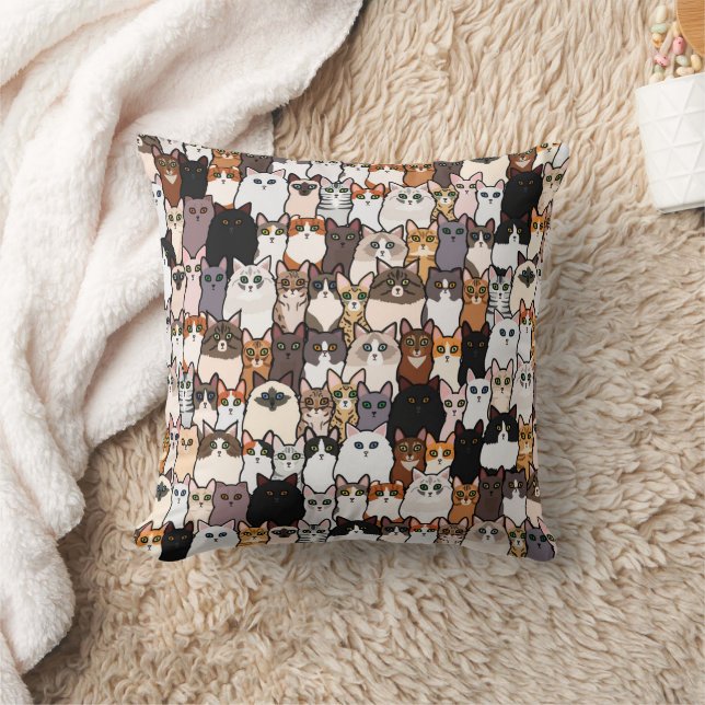 Spaß so viele Katzen und Kätzchen Collage Kissen (Decke)