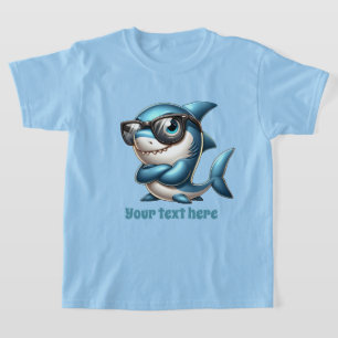 Spaß Sommer Hai hinzufügen Text Jungs T-Shirt
