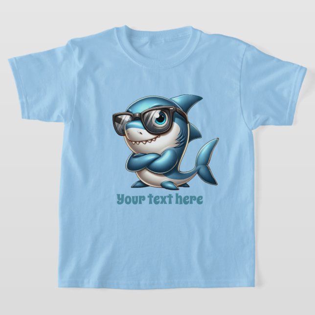 Spaß Sommer Hai hinzufügen Text Jungs T-Shirt (Ablage )