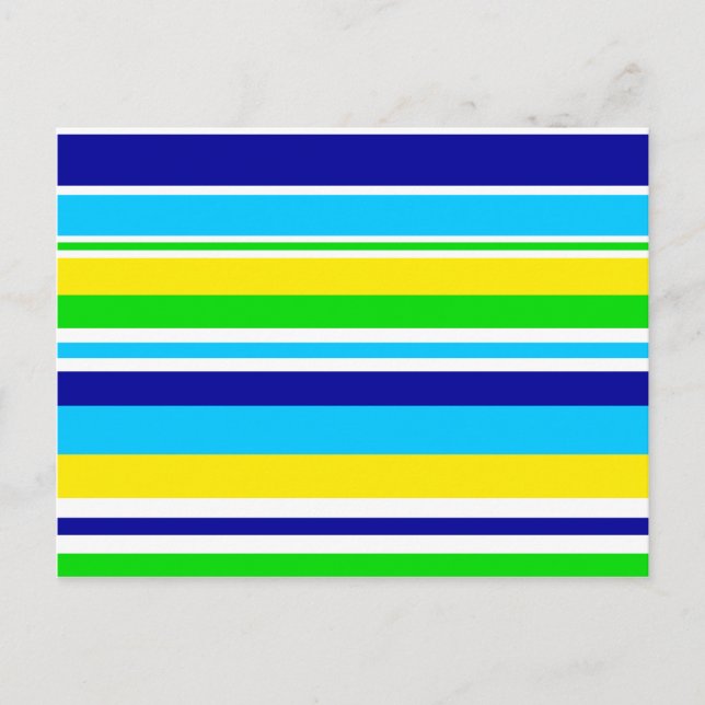 Spaß Sommer Streifen Aquamarin Limon gelb blauer G Postkarte (Vorderseite)