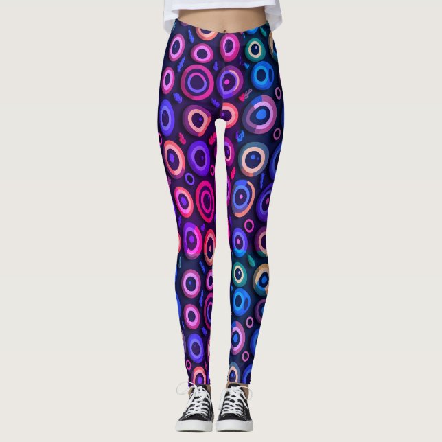 Spaß Spooky Halloween Lila Monster Eyeball Leggings (Vorderseite)