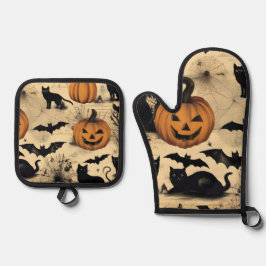 Spaß Spooky Halloween Ofenhandschuh & Topflappen-Set