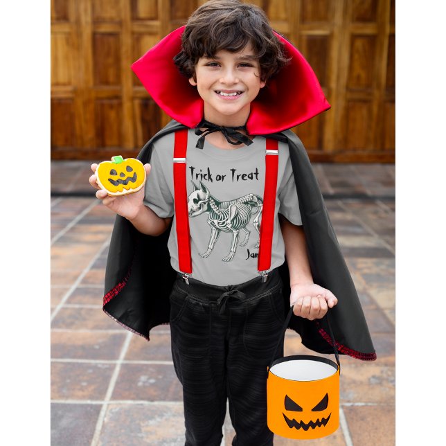 Spaß Spooky Hund Skelett, Kinder Halloween T-Shirt (Von Creator hochgeladen)