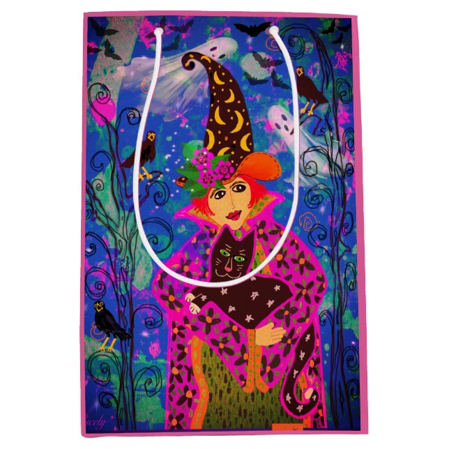 Spaß Spooky Personalisiert Trick oder Trete Mittlere Geschenktüte (Vorderseite)