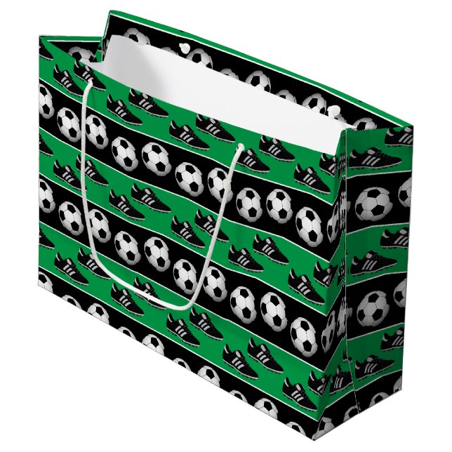 Spaß Sportsoccer Ball Muster Party Tasche Große Geschenktüte (Vorderseite Schrägansicht)