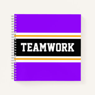 Spaß Sporty Lila Black TEAMWORK Racing Streifen Notizbuch