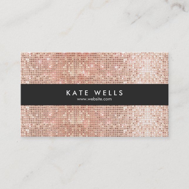 Spaß Stilvolle Imitate Rose Gold-Sequin Schwarz St Visitenkarte (Vorderseite)