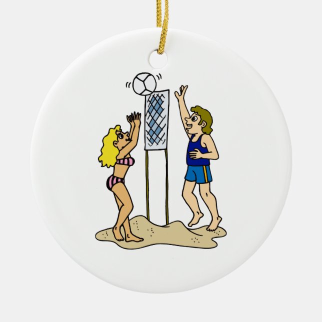 Spaß-Strand-Volleyball Keramikornament (Vorne)