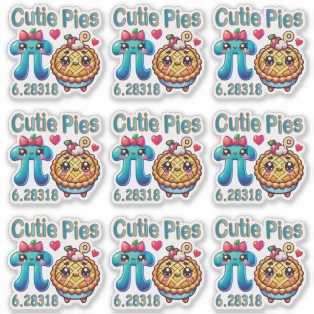 Spaß "Süsse Pies" Niedlich Pi Symbol & Pie Pub Aufkleber (Vorderseite)