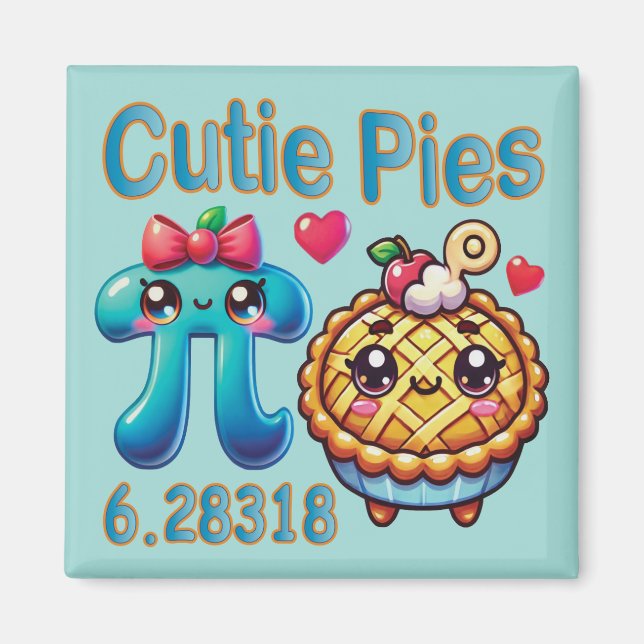 Spaß "Süsse Pies" Niedlich Pi Symbol & Pie Pub Magnet (Vorne)