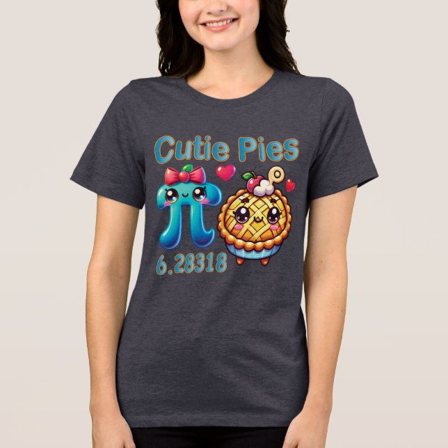 Spaß "Süsse Pies" Niedlich Pi Symbol & Pie Pub Tri-Blend Shirt (Vorderseite)