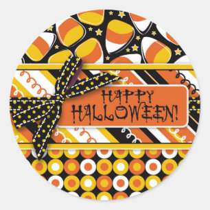 Spaß-Süßigkeits-Mais-Halloween-Farben Runder Aufkleber