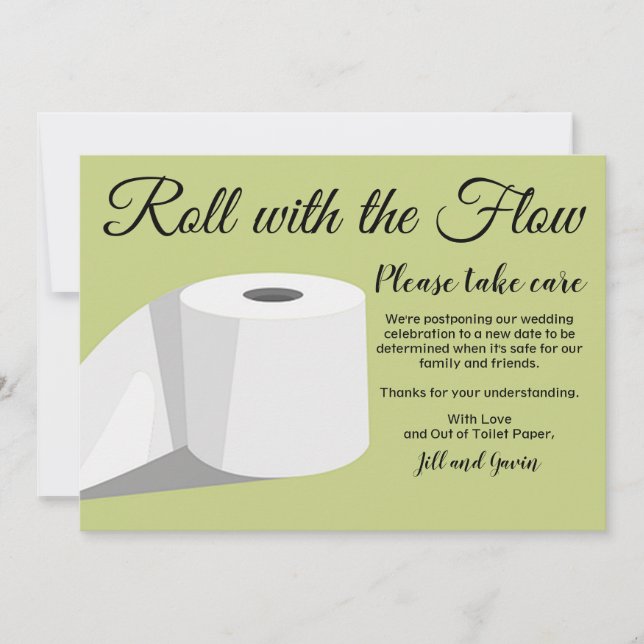 Spaß Toilettenpapier verzögert Hochzeitsankündigun Einladung (Vorderseite)