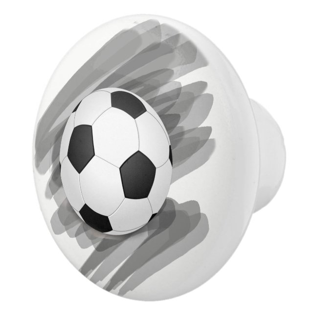 Spaß Traditioneller Schwarz-weißer Fußballball-Squ Keramikknauf (Rechts)