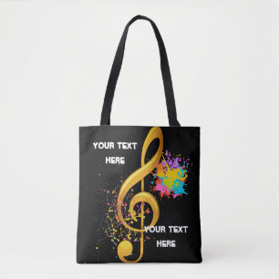 Spaß Treble Clef musikalische Note. Bearbeitbarer  Tasche