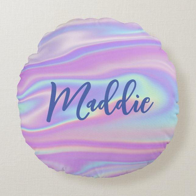 Spaß Trendy Imitate Iridescent Personalisiert mit  Rundes Kissen (Vorderseite)