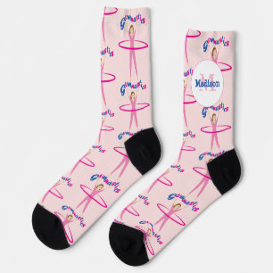 Spaß-Turntext Rosa Hula-Hoop-Mädchen Monogramm Socken