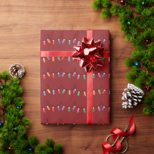 Spaß twinkling Lights Weihnachts Dunkelrot nahtlos Geschenkpapier