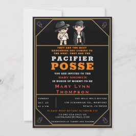 Spaß Twins Schnuller Posse Wild West Baby Dusche Einladung