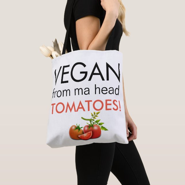 Spaß Typografie Vegan von Ma Head Tomato Tasche (Von Nahem)
