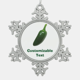Spaß u. würziger Jalapeno-Pfeffer Schneeflocken Zinn-Ornament