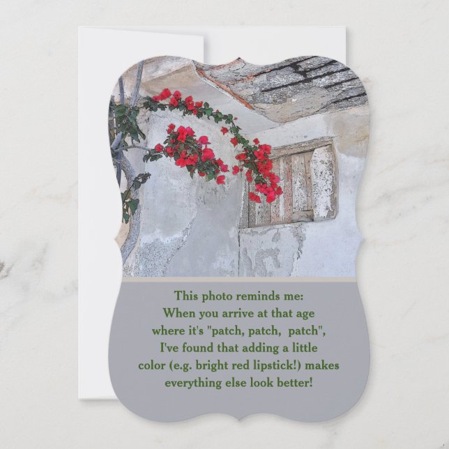 SPASS ÜBER ÄLTERE/ROTE BLUME/ALTES GEBÄUDE (Vorderseite)