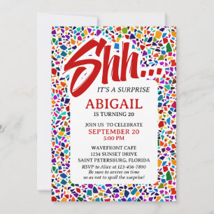 Spaß Überraschung farbenfroher Geburtstag Einladung