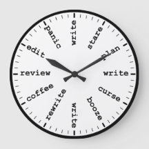 Spaß-Uhr des lustigen Schriftstellers beim Schreib