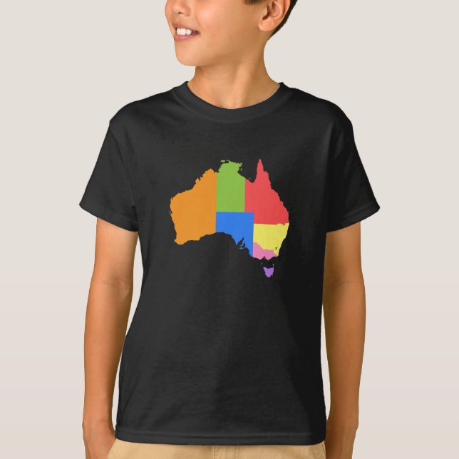 Spaß und bunte Regenbogen-Karte von Australien T-Shirt (Vorderseite)