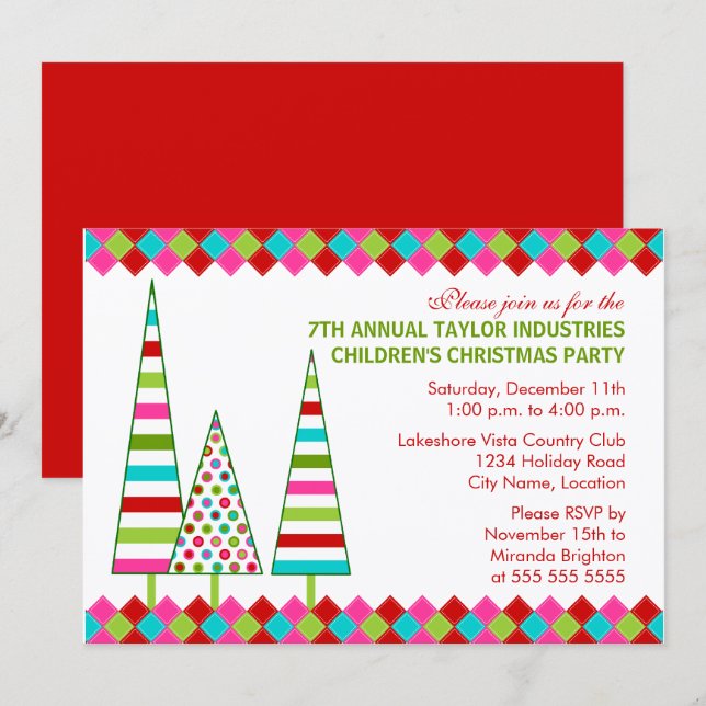 Spaß und buntes Weihnachts-Party Einladung (Vorne/Hinten)