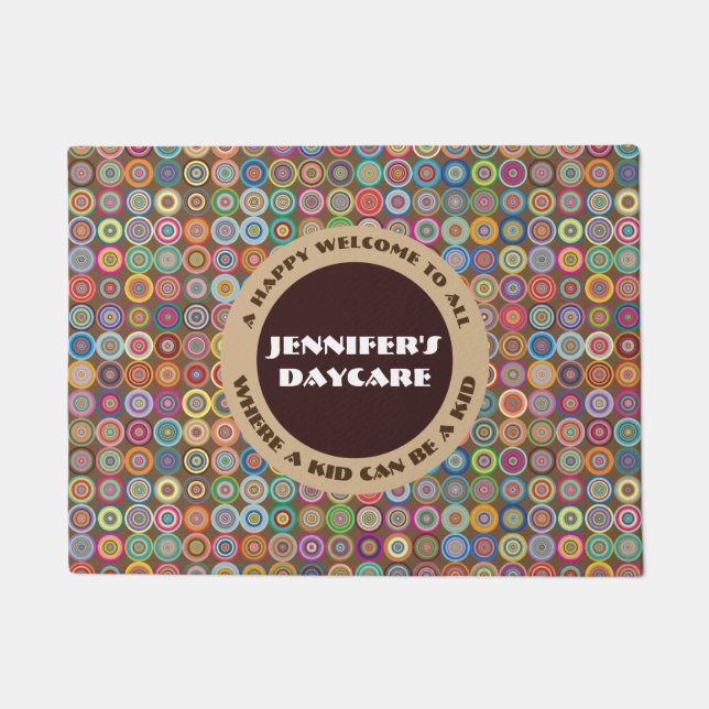 Spaß und dekorative Kreise Personalisierte Tagesbe Fußmatte (Vorderseite)