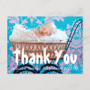 Spaß und einfach Danke Baby Dusche Postkarte