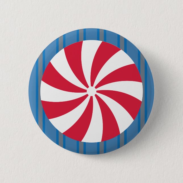 Spaß und Extravagant Blue Christmas Peppermint Can Button (Vorderseite)