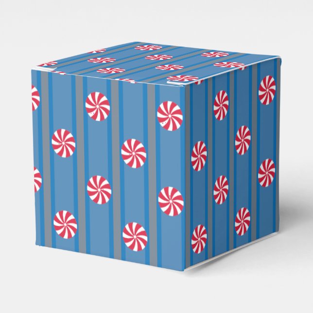 Spaß und Extravagant Blue Christmas Peppermint Can Geschenkschachtel (Vorderseite)