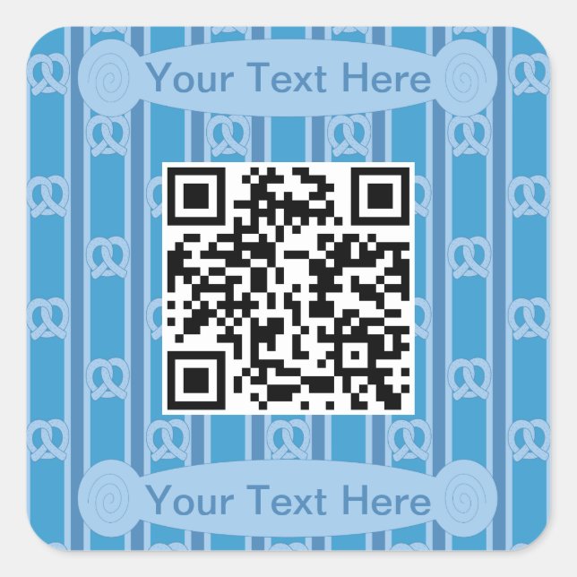 Spaß und Extravagant Blue Pretzel QR Quadratischer Aufkleber (Vorderseite)
