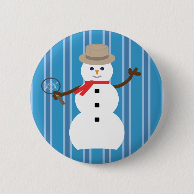Spaß und Extravagant Blue Snowman Detective Button (Vorderseite)