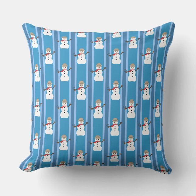Spaß und Extravagant Blue Snowman Detective Kissen (Vorderseite)