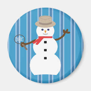 Spaß und Extravagant Blue Snowman Detective Magnet