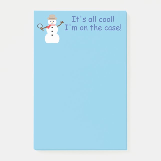 Spaß und Extravagant Blue Snowman Detective Post-it Klebezettel (Vorderseite)