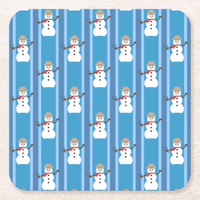Spaß und Extravagant Blue Snowman Detective Rechteckiger Pappuntersetzer (Vorderseite)