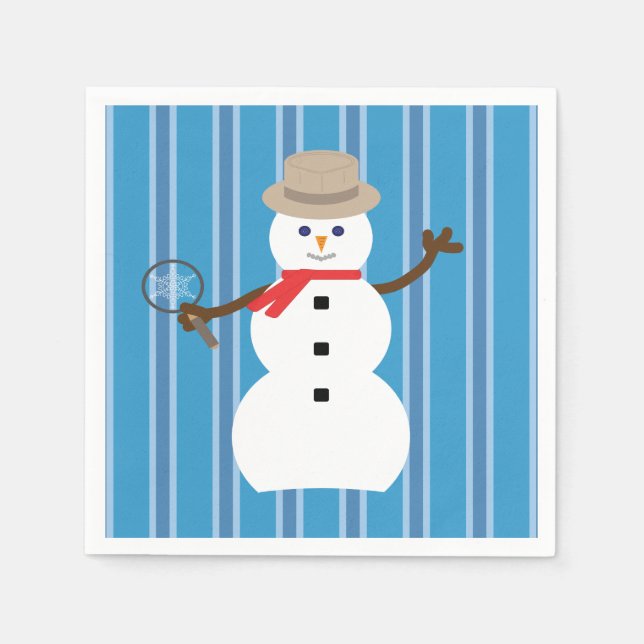 Spaß und Extravagant Blue Snowman Detective Serviette (Vorderseite)