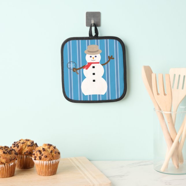 Spaß und Extravagant Blue Snowman Detective Topflappen (Insitu (Hängend))