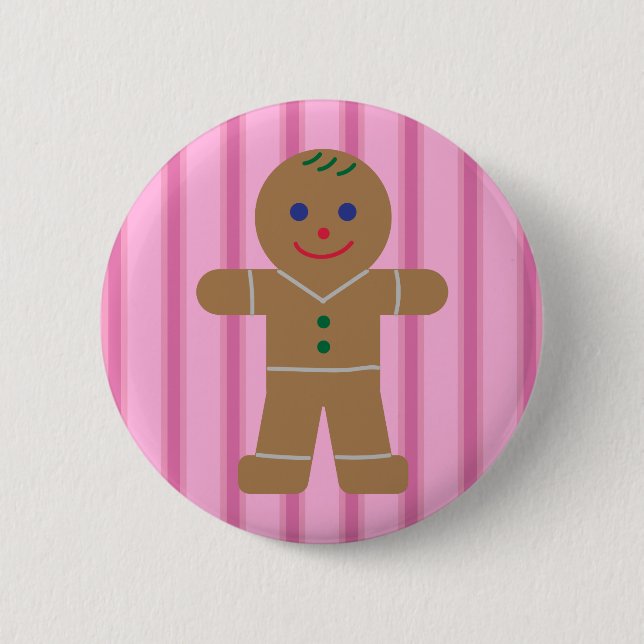 Spaß und Extravagant Pink Gingerbread Man Button (Vorderseite)