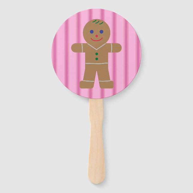 Spaß und Extravagant Pink Gingerbread Man Fächer (Vorderseite)